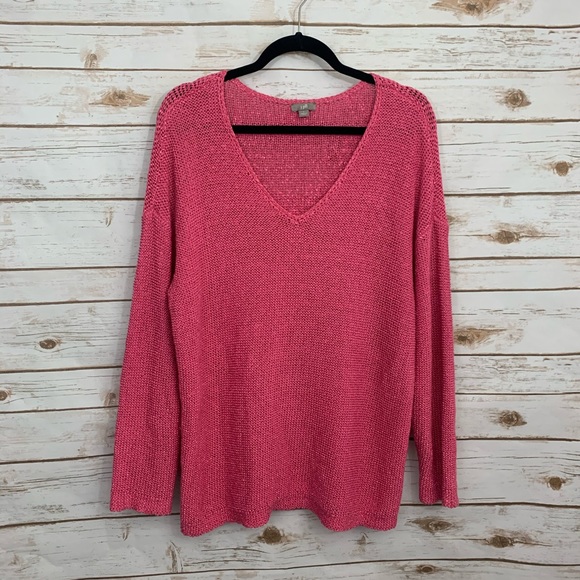 J. Jill Sweaters - J Jill Pink Cotton Blend Loose Knit Tunic Sweater